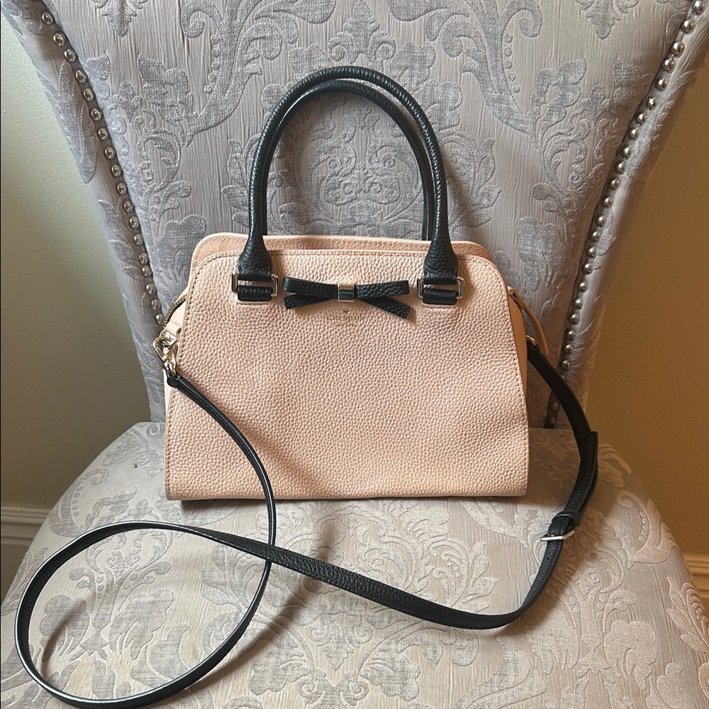 Kate Spade Henderson Bow Blush Pink Satchel with Black Handles
